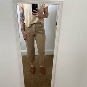 Cropped tan jeans